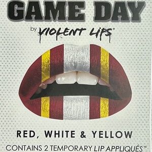 Game Day Violent Lips 💋 Red, White & Yellow Temporary Lip Tattoos | 2 Pack